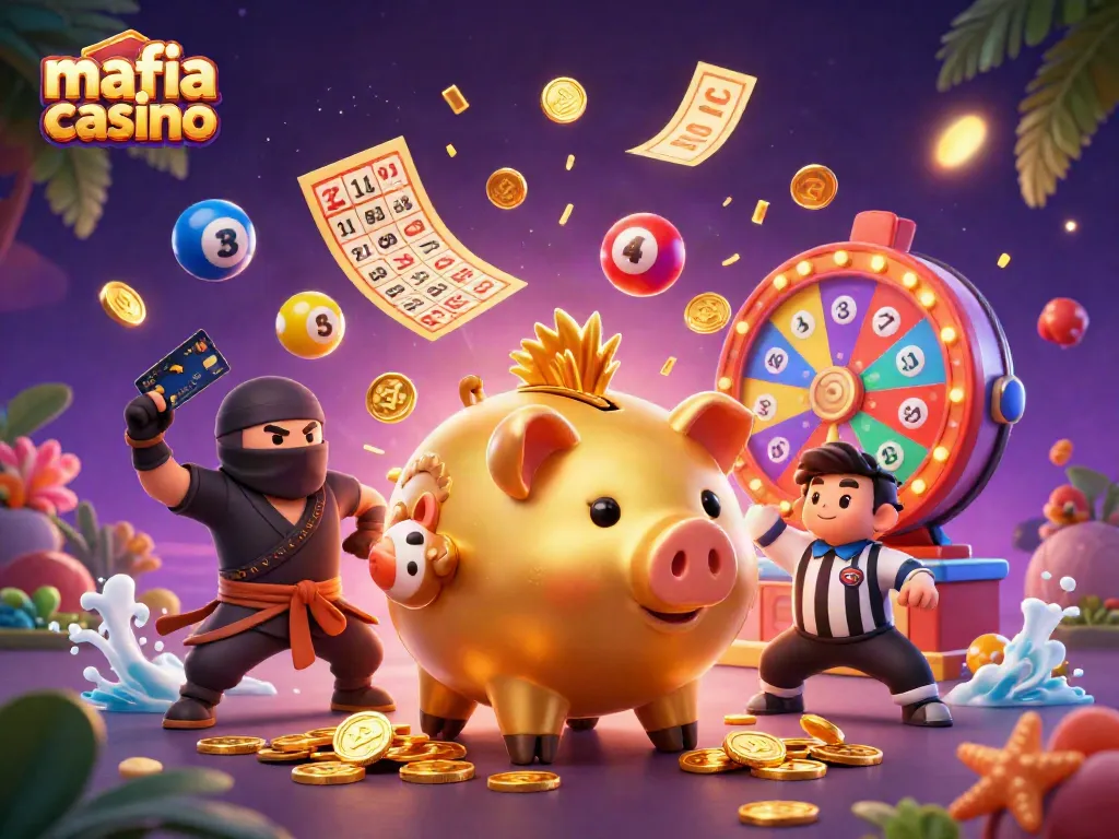 Mafia casino scene with dynamic characters and exciting game elements showcasing gambling excitement.